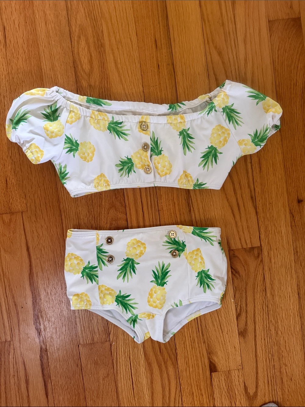 Janie and Jack White Floral Button-Front Top with Yellow Accents